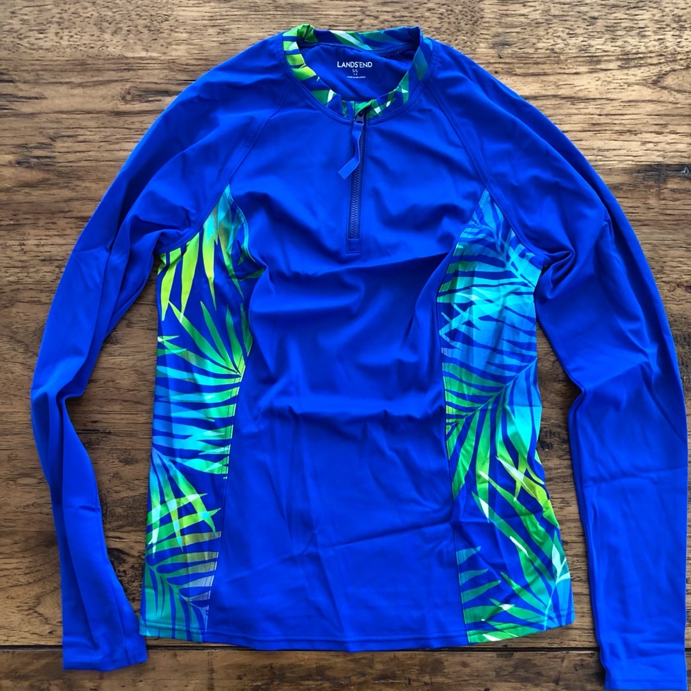 Land’s End Women’s Rash Guard Small//Long Palm Pattern